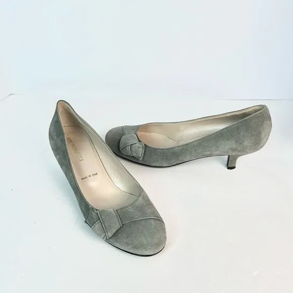 Bruno Magli Gray Suede Kitten Heels Pumps Italy US 9