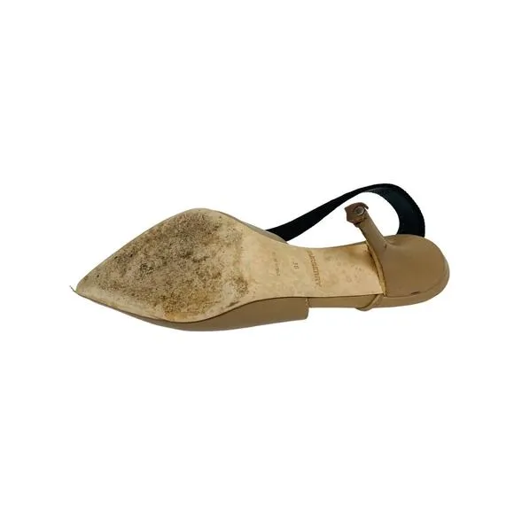 BURBERRY Beige Leather Maria Logo Pointed Toe Slingback Heels Pumps Size 36 US 6