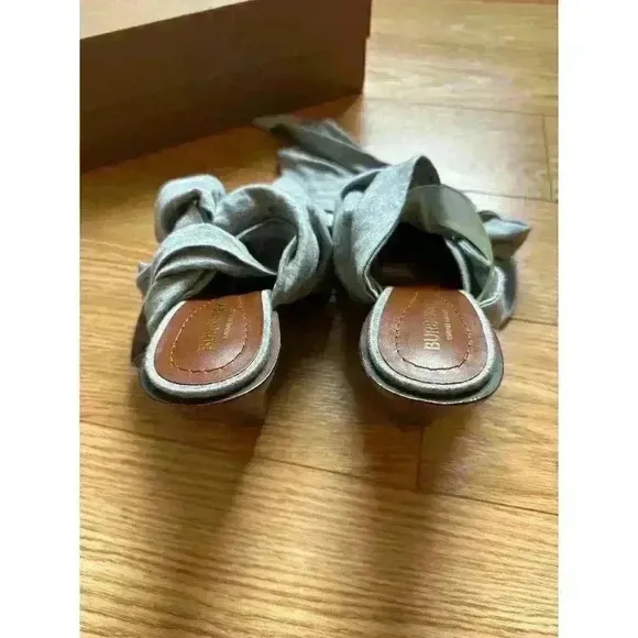 Burberry Pewter Melange Tillington Scarf Tie Jersey Point-toe Mules Size 37