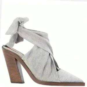 Burberry Pewter Melange Tillington Scarf Tie Jersey Point-toe Mules Size 37