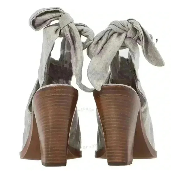 Burberry Pewter Melange Tillington Scarf Tie Jersey Point-toe Mules Size 37