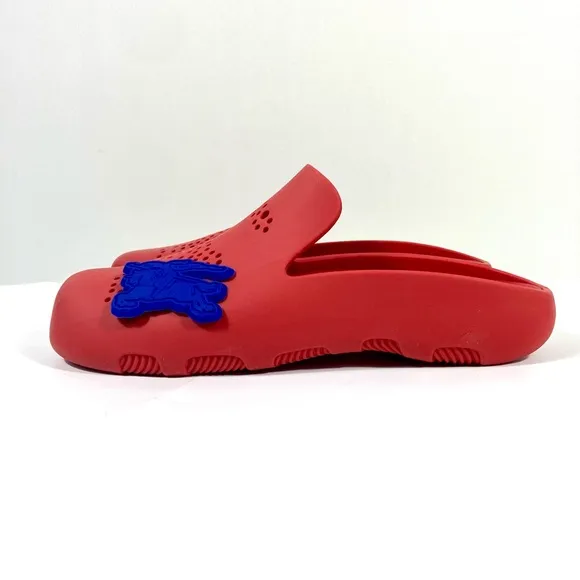 Burberry Red Equestrian Knight Stingray Preforated Clogs Mens Pillar 43 10 NEW