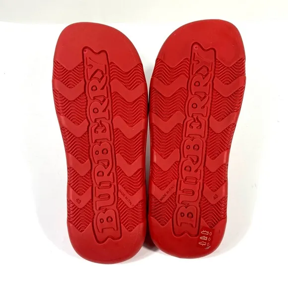 Burberry Red Equestrian Knight Stingray Preforated Clogs Mens Pillar 43 10 NEW