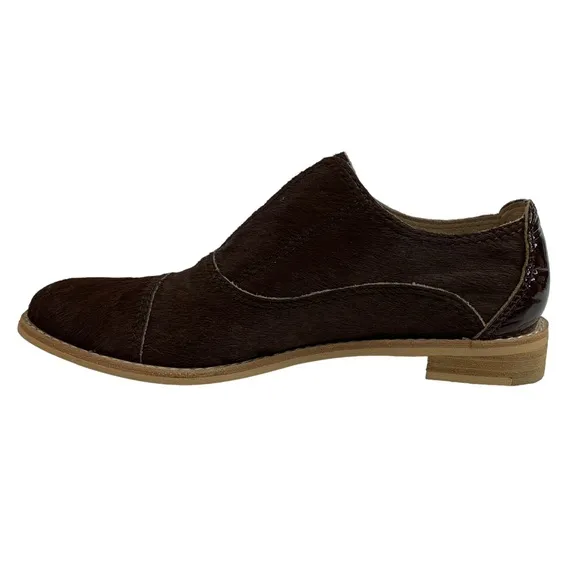 Bus Stop X ESPRESSO Brown Pony Hair Oxfords Size 39