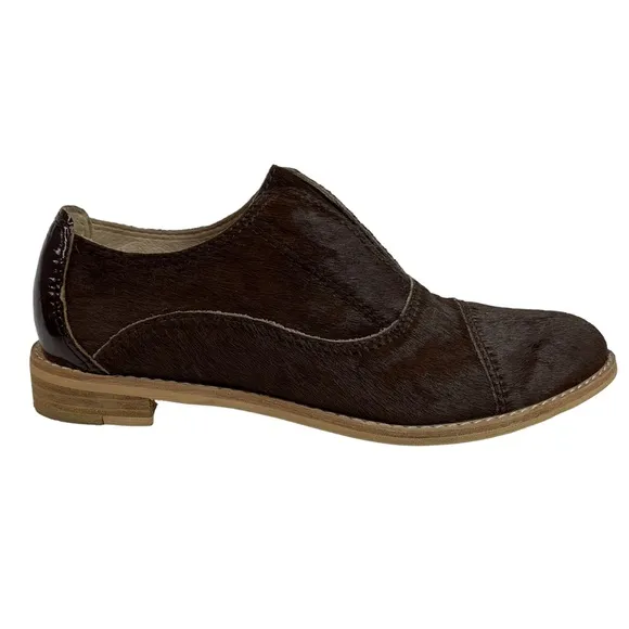 Bus Stop X ESPRESSO Brown Pony Hair Oxfords Size 39