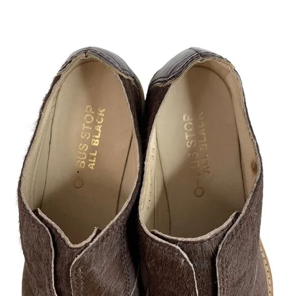 Bus Stop X ESPRESSO Brown Pony Hair Oxfords Size 39