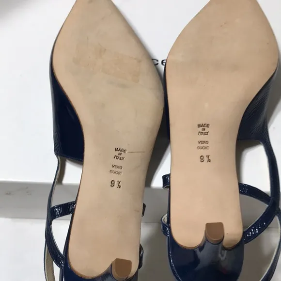 Butter navy leather upper/lining/sole pointy toe heels. Made in Italy. NWOT