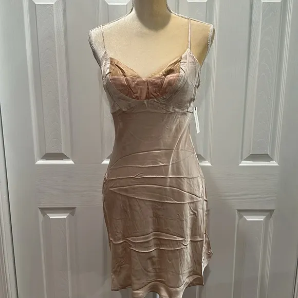 By Anthropologie Colorblock Satin Slip Dress Size Small