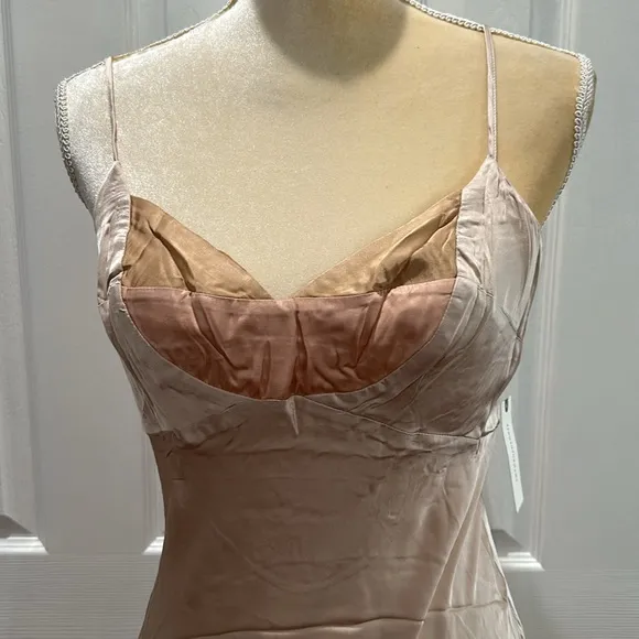 By Anthropologie Colorblock Satin Slip Dress Size Small
