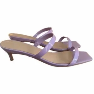 By Far Kitten Heels Thalia Patent Leather Strappy in Lilac Purple