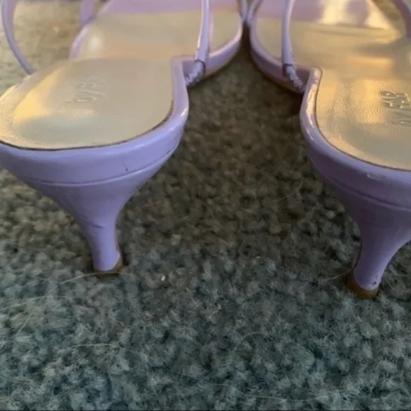 By Far Kitten Heels Thalia Patent Leather Strappy in Lilac Purple