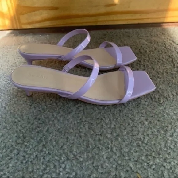 By Far Kitten Heels Thalia Patent Leather Strappy in Lilac Purple