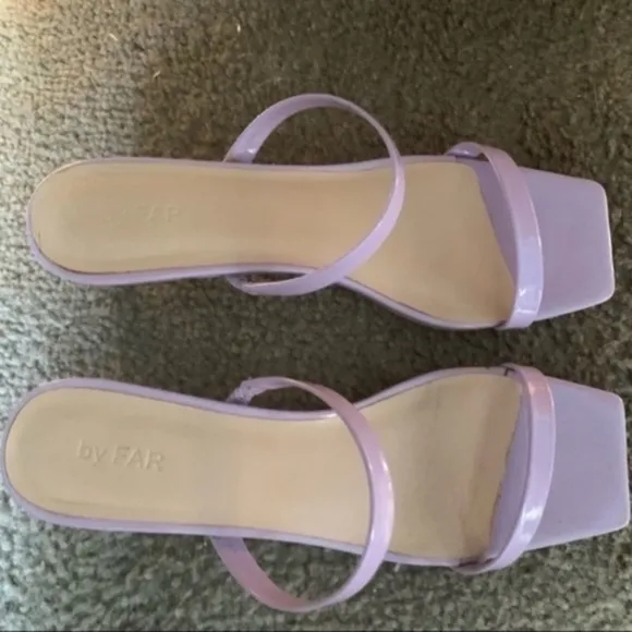 By Far Kitten Heels Thalia Patent Leather Strappy in Lilac Purple