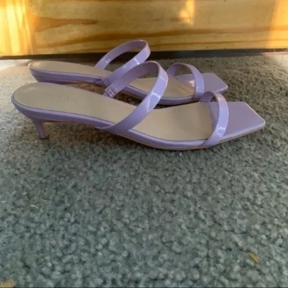 By Far Kitten Heels Thalia Patent Leather Strappy in Lilac Purple