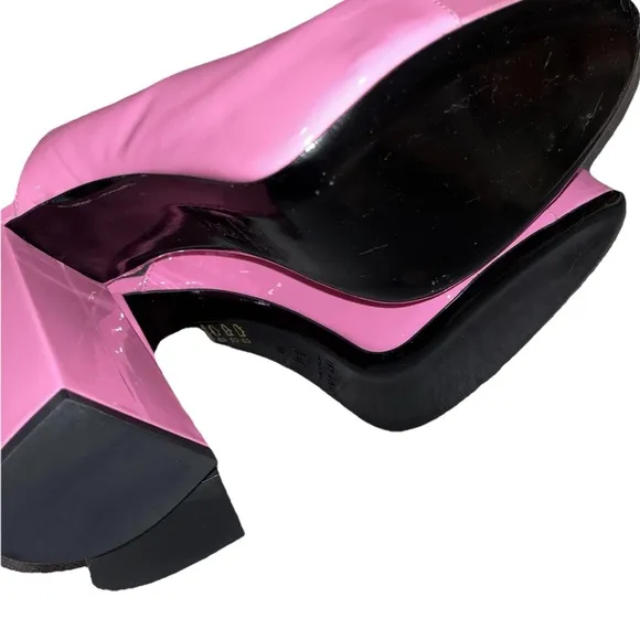 BY FAR sandal pink size EU 40 US 10 platform Brad patent leather block heel new
