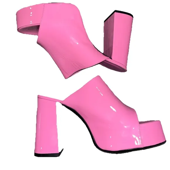 BY FAR sandal pink size EU 40 US 10 platform Brad patent leather block heel new