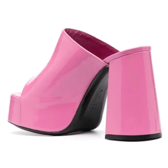 BY FAR sandal pink size EU 40 US 10 platform Brad patent leather block heel new