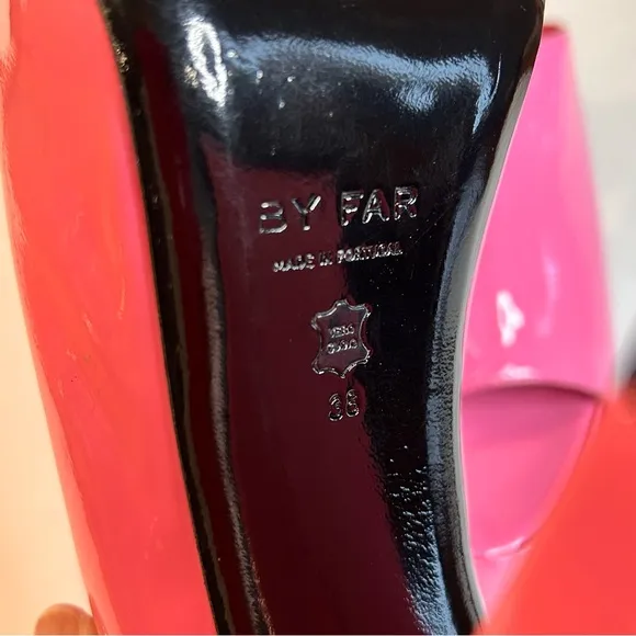 BY FAR Size 38 Brad bubblegum pink platform mules sandals 120mm