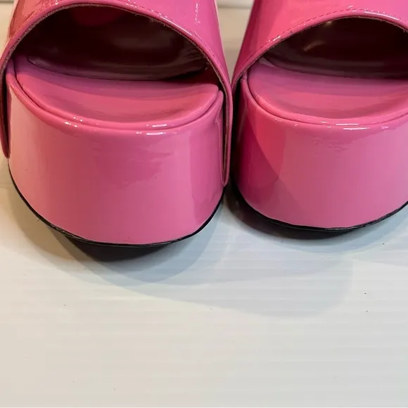 BY FAR Size 38 Brad bubblegum pink platform mules sandals 120mm