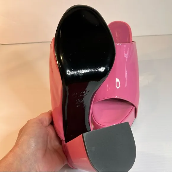 BY FAR Size 38 Brad bubblegum pink platform mules sandals 120mm