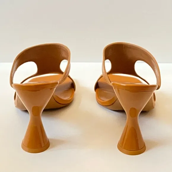BY FAR - Tan Mules with Sculptural Heel