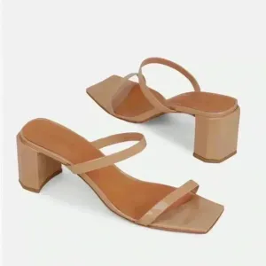 BY FAR Tanya Angled Square Toe Block Heel Sandals Patent Nude 39