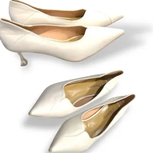 C. Paravano Women’s Kitten Cream Heel Pumps
