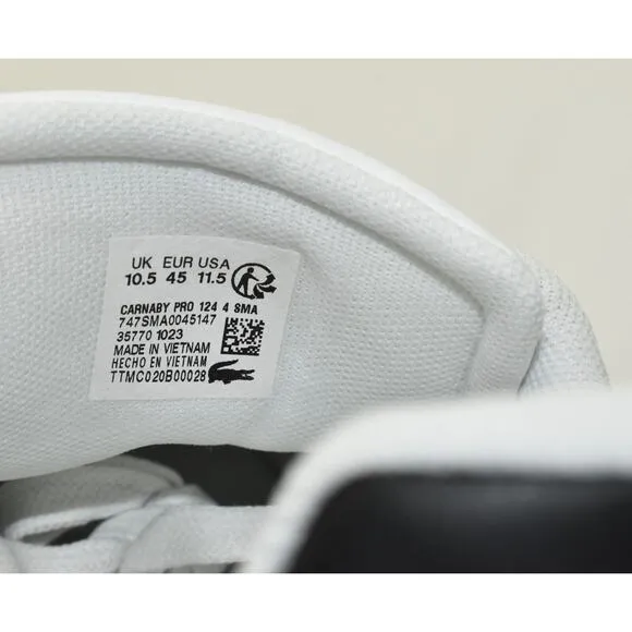 C5 NIB LACOSTE Carnaby Pro White/Black Leather Low Top Sneaker Shoes Size 11.5