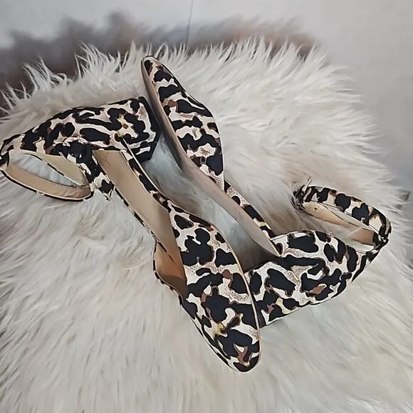 Cabi 6020 Kiki Ankle Strap Leopard Print Block Kitten Heels