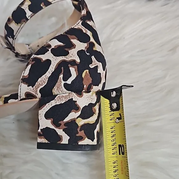 Cabi 6020 Kiki Ankle Strap Leopard Print Block Kitten Heels