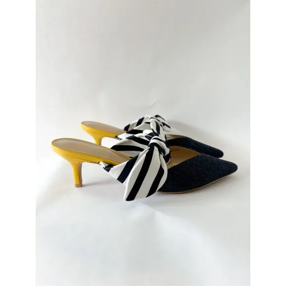 CAbi bow kitten heels mule shoes size 8