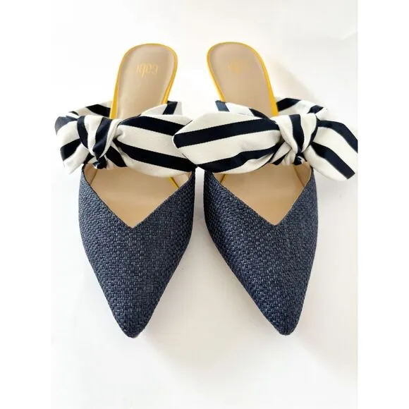 CAbi bow kitten heels mule shoes size 8