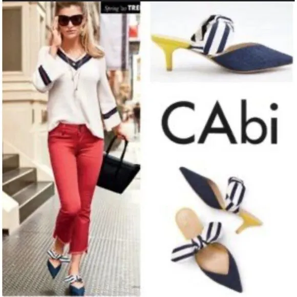 CAbi bow kitten heels mule shoes size 8
