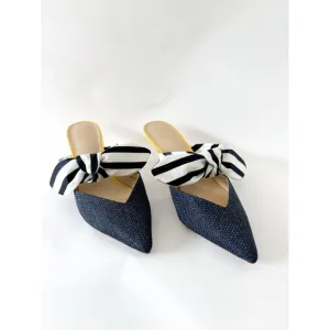 CAbi bow kitten heels mule shoes size 8