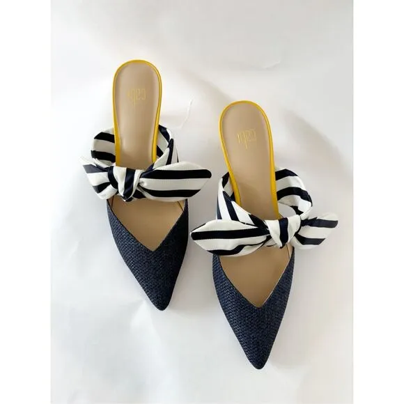 CAbi bow kitten heels mule shoes size 8