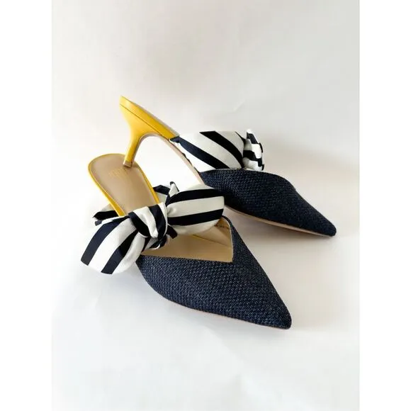 CAbi bow kitten heels mule shoes size 8