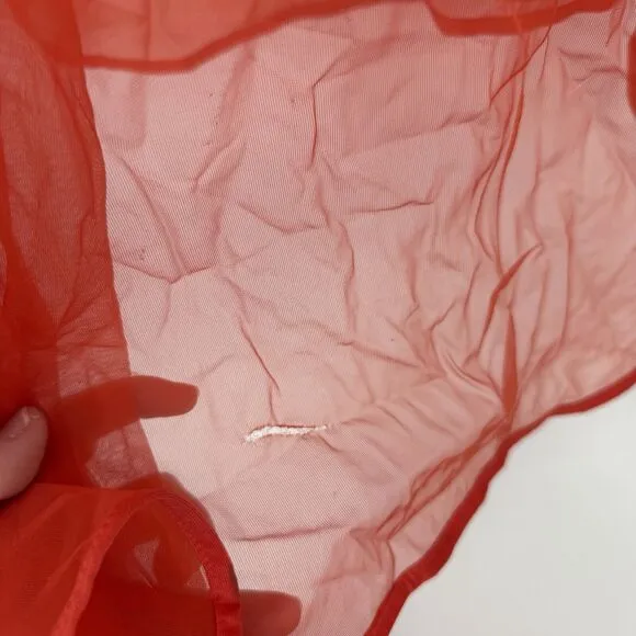 Cahill Lingerie Vintage Red Sheer Long Poncho Overlay Peignoir Size Small Nylon