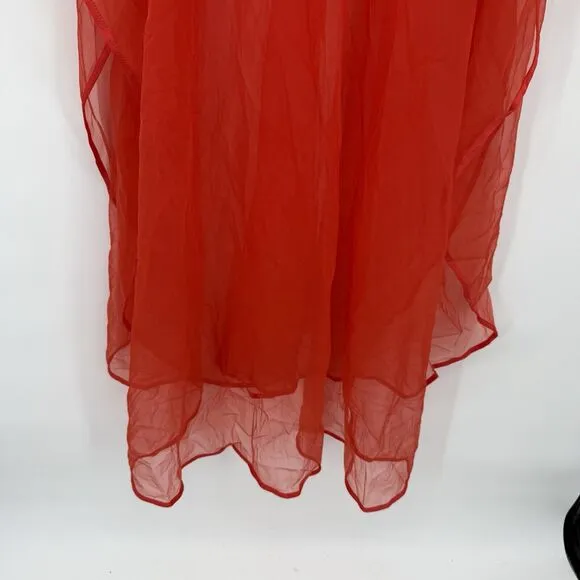 Cahill Lingerie Vintage Red Sheer Long Poncho Overlay Peignoir Size Small Nylon
