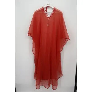 Cahill Lingerie Vintage Red Sheer Long Poncho Overlay Peignoir Size Small Nylon