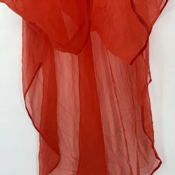 Cahill Lingerie Vintage Red Sheer Long Poncho Overlay Peignoir Size Small Nylon