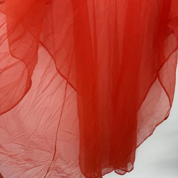 Cahill Lingerie Vintage Red Sheer Long Poncho Overlay Peignoir Size Small Nylon