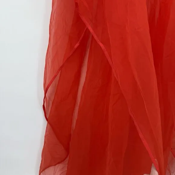 Cahill Lingerie Vintage Red Sheer Long Poncho Overlay Peignoir Size Small Nylon