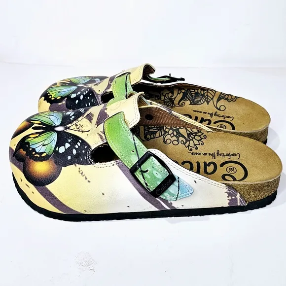 Calceo Butterfly Clogs Cork Comfort Vegan Leather