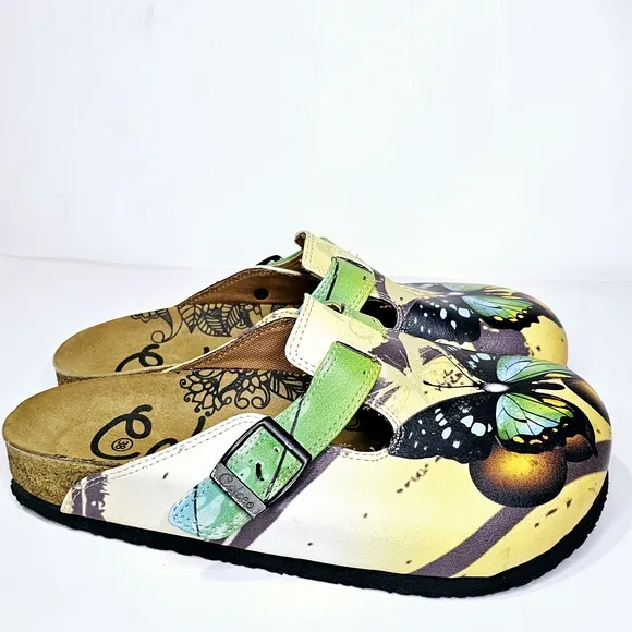 Calceo Butterfly Clogs Cork Comfort Vegan Leather