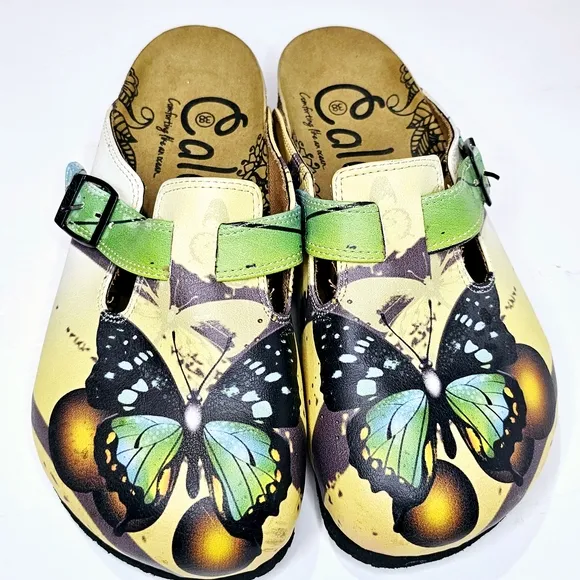 Calceo Butterfly Clogs Cork Comfort Vegan Leather
