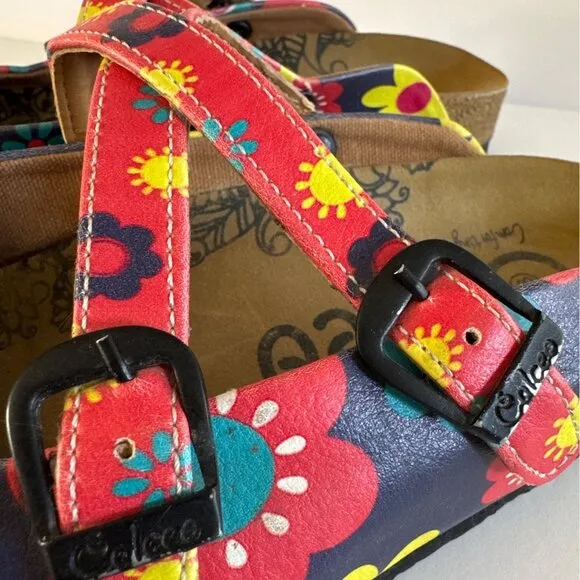 Calceo Floral Clogs Womens Size 9 Colorful Printed Adjustable Straps