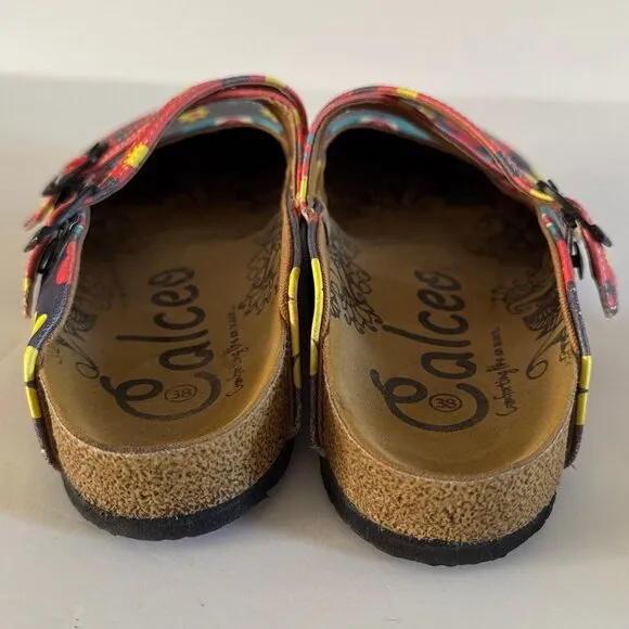 Calceo Floral Clogs Womens Size 9 Colorful Printed Adjustable Straps