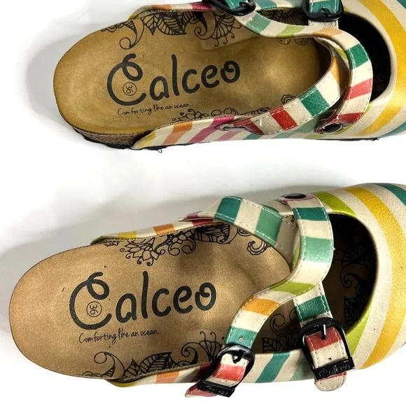 Calceo Goby Stripe Slip On Mary Jane Clogs Shoe Size 6