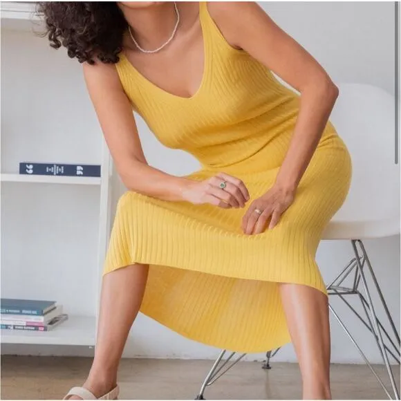 Callahan Revolve Frankie Yellow Mango Knit Dress Cozy Fall Size XS NEW