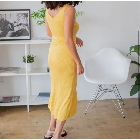 Callahan Revolve Frankie Yellow Mango Knit Dress Cozy Fall Size XS NEW